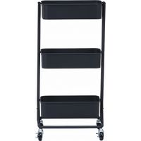 不二貿易 キッチンワゴン バスケット3段 スリム 幅390×奥行270×高さ785mm ブラック 14714 1台（直送品）