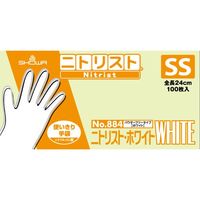 【使いきりニトリル手袋】 ショーワグローブ ニトリスト・タフ 粉なし No.884 NO884-SS ホワイト 1箱（100枚入）