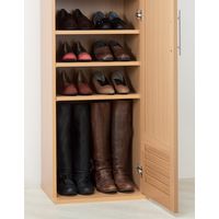 ファミリー・ライフ シューズボックス ミラー付 幅450×奥行390×高さ1600mm ナチュラル 0382110 1台（直送品）