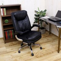 後藤家具物産 オラフ OAチェアー 跳ね上げ式肘 ソフトレザー 座面ポケットコイル ブラック OA-ORF-BK 1脚（直送品）