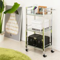 永井興産 NK-433 ガラスシェルフワゴン 3段 幅480×奥行265×高さ760mm ホワイト NK-433WH 1台（直送品）