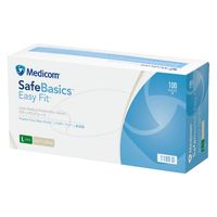 メディコムジャパン セーフベーシック ラテックスグローブ イージーフィット Lサイズ 1188D 1箱(100枚入)