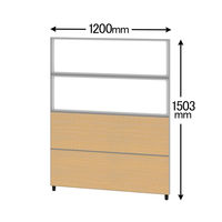 サンテック CFパネル 上二段クリアコンビパネル シカモア 高さ1503×幅1200mm CF-1215NACC2 （飛沫防止・飛沫対策）1枚（取寄品）