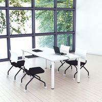 【軒先渡し】Y2K AKIRA ミーティングチェア キャスター ブラック×ホワイト TC-600-BKWH 1セット(2脚入)（直送品）