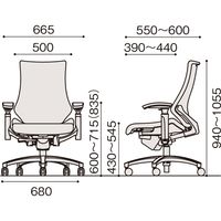 【設置込】イトーキ エフチェア ハイバック 布張り 可動肘 ハンガー付 ウレタンキャスター 白ベース 白脚 ストロングブルー 1脚（直送品）