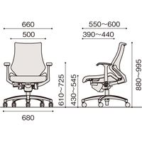 【設置込】イトーキ エフチェア ローバック 布張り 固定肘 ハンガー付 ウレタンキャスター 黒ベース 黒脚 ストロングブルー 1脚（直送品）