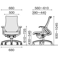 【設置込】イトーキ エフチェア ハイバック メッシュ ストライプレイヤー 固定肘 ナイロンキャスター 黒ベース 黒脚  グレー×ブラック 1脚（直送品）