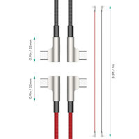 USBケーブル 1m Type-C[オス]-[オス]Type-C Impulse PD 90°1セット（2本）AUKEY