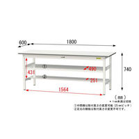 【車上渡し】山金工業 ワークテーブル150 軽量作業台 固定式 中間棚付 半面棚板付 幅1800×奥行600×高740mm Sホワイト 1台（直送品）