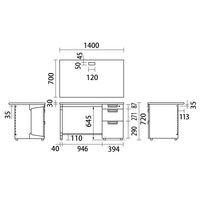プラス 組立式スチールOAデスクシステム 高さ720mmタイプ ホワイト 片袖机 幅1400×奥行700×高さ720mm 1台(2梱包）