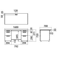 プラス 組立式スチールOAデスクシステム 高さ720mmタイプ ホワイト 両袖机 幅1600×奥行700×高さ720mm 1台(2梱包）