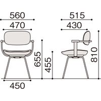【設置込】イトーキ vertebra03(バーテブラ03) チェア 肘付 4本脚 スチール脚 デイープオレンジ×ダークグリーン 1脚（直送品）