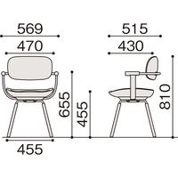 【設置込】イトーキ vertebra03(バーテブラ03) チェア 肘付 4本脚 木脚 ダーク ミッドナイトブルー×Cブラウン×オーク ダーク 1脚（直送品）