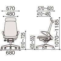 【組立設置込】イトーキ ノートチェア エクストラハイバック ランバーサポート無 ループ肘付 ホワイトベース ライトグレーＷ 1脚（直送品）