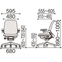 【設置込】イトーキ ノートチェア ローバック ランバーサポート無 アジャスタブル肘付 ブラックベース ストロングブルー 1脚（直送品）