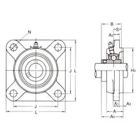 旭精工 印ろう付き角フランジ形ユニット UCFS形 止めねじ付き、円筒穴形 UCFS308 1セット(2個)（直送品）
