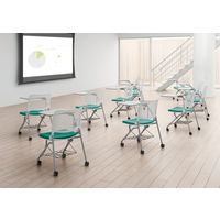 【設置込】内田洋行 Blume（ブルーメ） ミーティングチェア BLU-200BN メッキ脚 背ヌード ティールグリーン 6-115-2006 1脚（直送品）