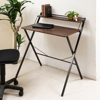 永井興産 棚付折りたたみワークデスク 幅850×奥行645×高さ920mm ブラウン NK-567BR 1台（直送品）