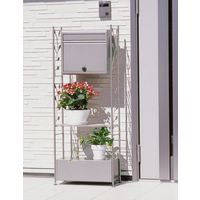 グリーンライフ GREEN　LIFE ポストスタンド リーフタイプ 幅490×奥行230×高さ1230mm チタングレー 1台（直送品）