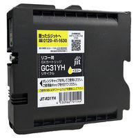 リコー（RICOH）用 リサイクルインク JIT-R31YH イエロー 大容量 （GC31YH） 1個