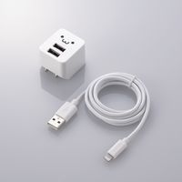 iPhone 充電器 12W USB-A2ポート ライトニングケーブル付属 1.2m 白 MPA-ACLX01WF エレコム 1個（直送品）