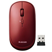 エレコム BlueLEDマウス/薄型/無線/4ボタン/ポーチ付/レッド M-TM10DBRD 1個