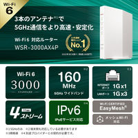 バッファロー 無線LAN親機 Wi-Fiルーター 11ax WiFi6 2401+573Mbps ホワイト 1個