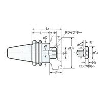 日研工作所 2LOCK正面フライスアーバA型 NBT50-FMA25.4-150 1式 62-3675-43（直送品）