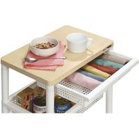 不動技研 ウッドテーブルワゴン WTW-4HS 引き出しバスケット付 ホワイト F2492 1個