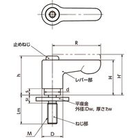 ミニクランプレバー 平座金組み込みタイプ・フラットタイプ(おねじ) LHCMーLW LHCMー5ー20ーLW20ーOR 1セット(3個)（直送品）
