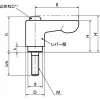 ミニクランプレバー フラットタイプ(おねじ・ステンレス製) LHCMSーCR LHCMSー4ー32ーCR 1セット(2個)（直送品）