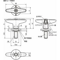 プラクランプレバー 長穴用座金組み込みタイプ(おねじ・ステンレス製) LUDMSーLWP LUDMSー52ー5ー50ーLWP20ーBL（直送品）