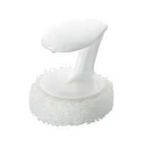 まめいた 水だけで洗える シンク用スポンジ 本体＋スポンジ 水アカ・油汚れ ハンディ たわし ホワイト 取っ手付き 日本製 1個