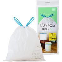 ゴミ袋 ひも付きイージーポリ袋 乳白色 6L 15枚入×1パック 厚さ:0.015mm ネクスタ