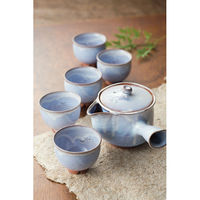 服部天龍 萩焼 松尾邑華作 梅鉢草 茶器揃 23-8377-181 1箱（直送品）