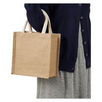 日本紐釦貿易 ジュートスクエアトートバッグ Sサイズ(高さ22×幅22×マチ11cm)ナチュラルベージュ ES317 1個