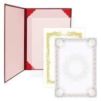 ササガワ 証書ファイル A4 レザー調 証書用紙入り 濃緋紅 10-6100 1セット(1冊×5)