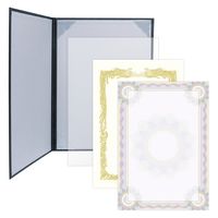 ササガワ 証書ファイル A4 レザー調 証書用紙入り 銀灰黒 10-6103 1セット(1冊×5)