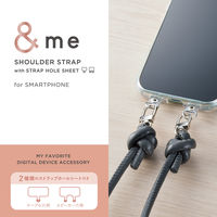 スマホ ショルダー ストラップシート付 丸ひも 紐直径6mm &me ブラック P-STSDH2LR06BK エレコム 1個