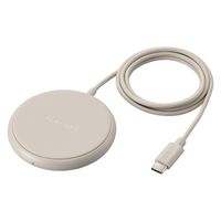ワイヤレス充電器 Qi認証 5W 卓上 滑り止めパッド ケーブル一体 おくだけ充電 ベージュ W-QA25BE エレコム 1個