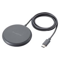 エレコム Qi規格対応ワイヤレス充電器/5W/卓上/ケーブル一体/1m/ダークグレー W-QA25DGY 1個