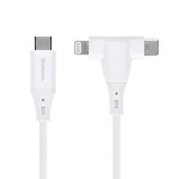 オウルテック 超柔らかで絡まりにくい 2 in 1ケーブル 1m ホワイト OWL-CBSCLC10-WH 1個