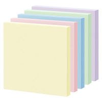 アスクル はたらく ふせん 75×75mm パステル5色アソート （正方形） 10冊  オリジナル（わけあり品）