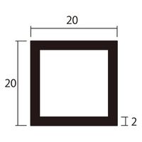 ハイロジック アルミ角パイプ 2.0×20×20mm 長さ1m アイボリー 1セット(4本入)（直送品）