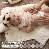 AQUA モフア イブル おむつ替え防水マット 刺繍入 ミモザ 700×1200mm ミモザ柄：グレー 36457BS2 1枚（直送品）