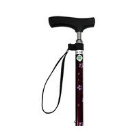 アークランズ 細型ネック伸縮ステッキ 花柄 レッド NS87-F5 1本 64-3677-01（直送品）