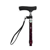 アークランズ 細型ネック折りたたみステッキ 花柄レッド NS57-F5 1本 64-3676-98（直送品）