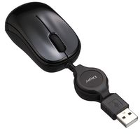 有線マウス 巻き取り式 3ボタン 小型 BlueLEDマウス ブラック MUS-UKT166BK 1個 ナカバヤシ