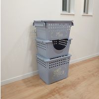 平和工業スタッキングバスケット浅型 グレー49075562444061個