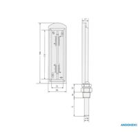 平直型保護枠入温度計(標準直型) 0~100°C BSBM保護管付 L=100mm×φ13 AMS-0100-100H-B 1個（直送品）